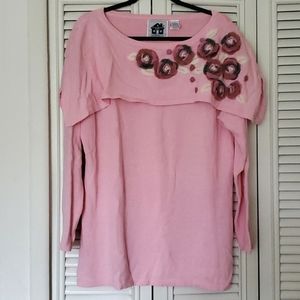 Like new! Vintage Storybook Knits cowl neck floral sweater top